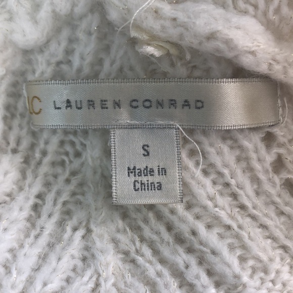 LC Lauren Conrad Loose Knit Back Sheer Tie Bow Gold Thread Small - Picture 9 of 9